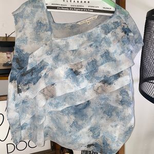 Blue Ruffled blouse